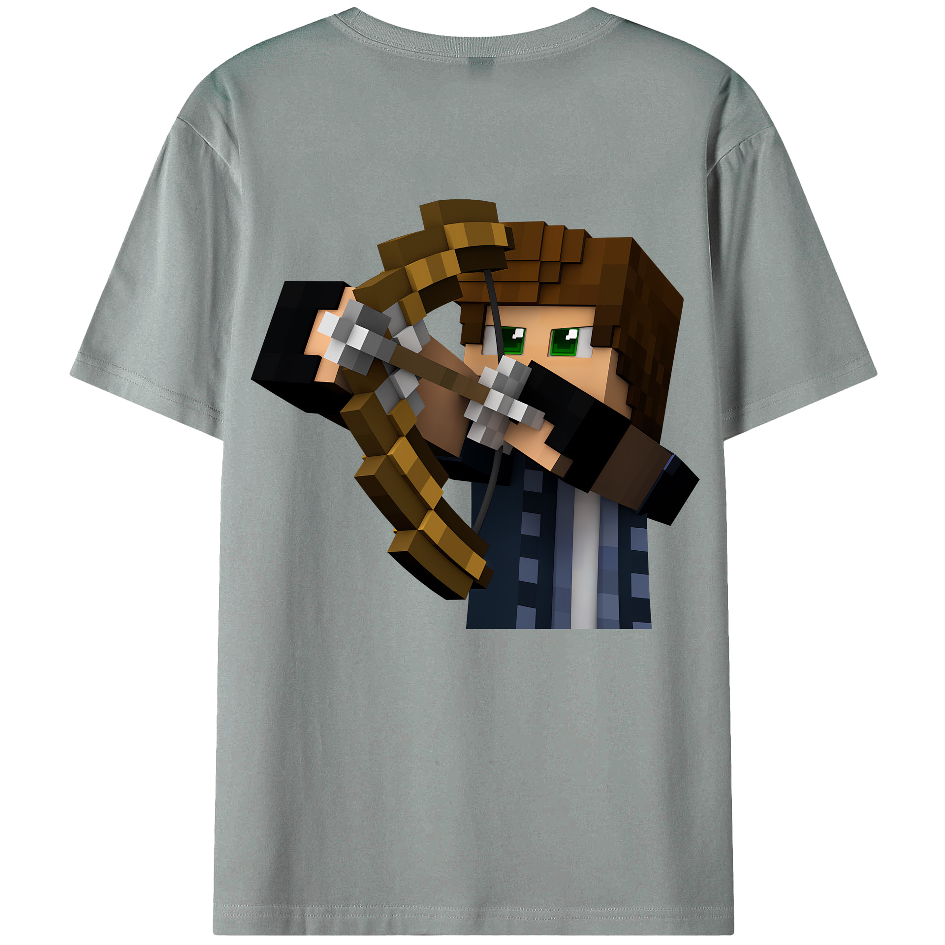 （画像用） マインクラフト ブロックの世界 Minecraft MC Block world 綿100％ メンズ半袖Tシャツ（バックプリント） 通気性